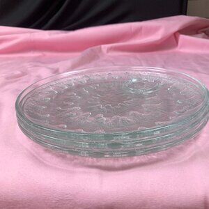 4 Vintage Indiana Glass Clear Sunburst Snack 9.